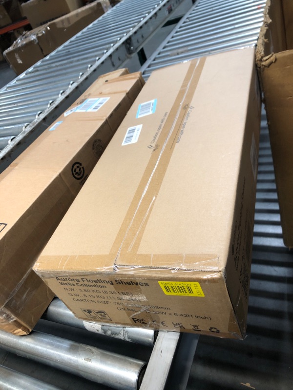 Photo 1 of *** FACTORY SEALED***EUREKA ERGONOMIC Floating Shelves with LED Lights, APP Control Light Dimmable Wall Mounted Display Shelf for Bedroom, Kitchen, Living Room, Gaming Room Decor, 24" W x 7" D - Set of 2 - Walnut Color