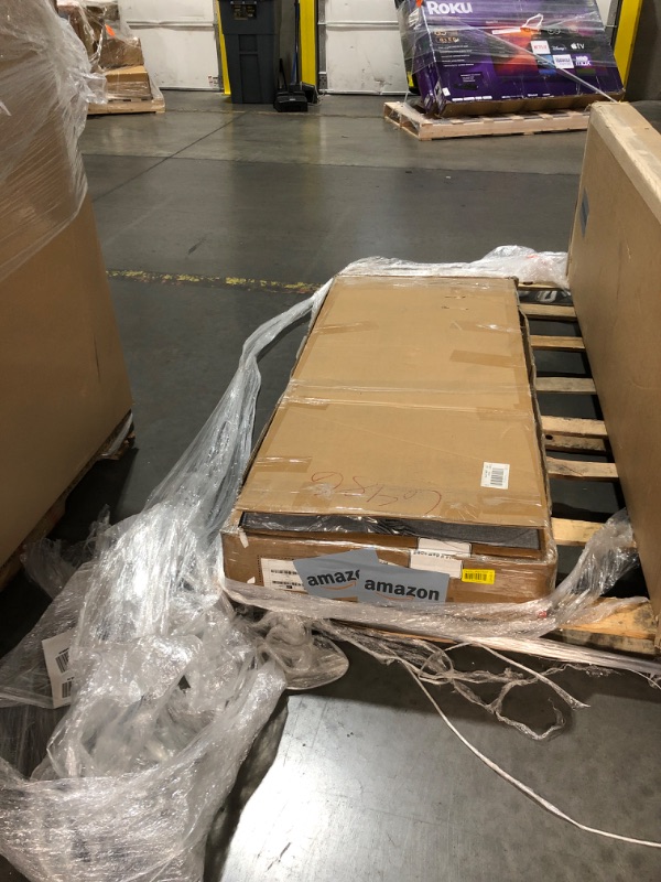 Photo 1 of *** FACTORY SEALED***Feonase Full Bed Frame with Luxury Wingback Upholstered Button Tufted Storage Headboard, Full Platform Bed with Charging Station, Sturdy Wooden Slats Support, Noise-Free, Easy Assembly, Light Gray Light Gray Full