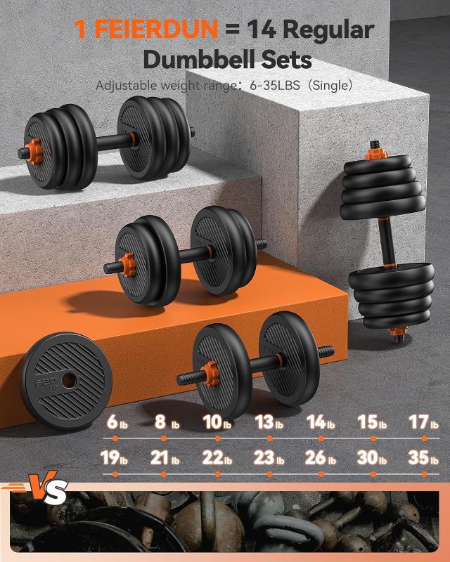 Photo 3 of (READ FULL POST) EIERDUN Adjustable Dumbbells, 40/60/90lbs Free Weight Set with 4 Modes, Used as Barbell, Kettlebells, Push up Stand, Fitness Exercises for Home Gym Suitable Men/Women