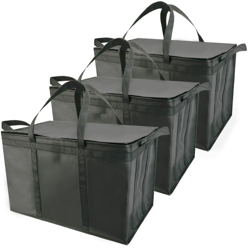 Photo 1 of  3-Pack Insulated Food Delivery Bag for Hot and Cold Meal ***STOCK PHOTO REFERENCE ONLY***