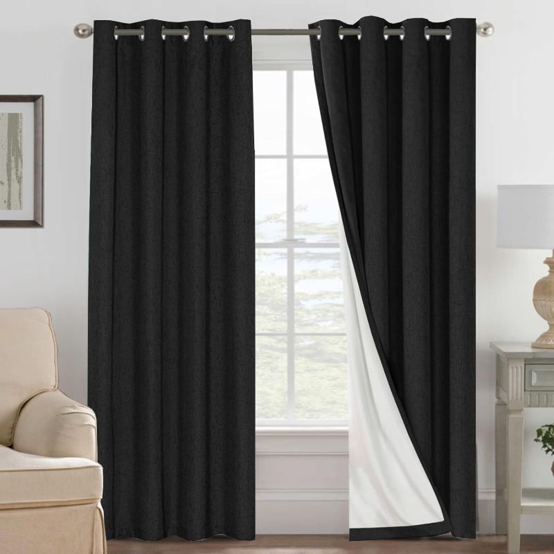 Photo 1 of (FAIR) H.VERSAILTEX Linen Blackout Curtains 108 Inches Long 100% Blackout Thermal Insulated Textured Linen Look Curtain Draperies Anti-Rust 