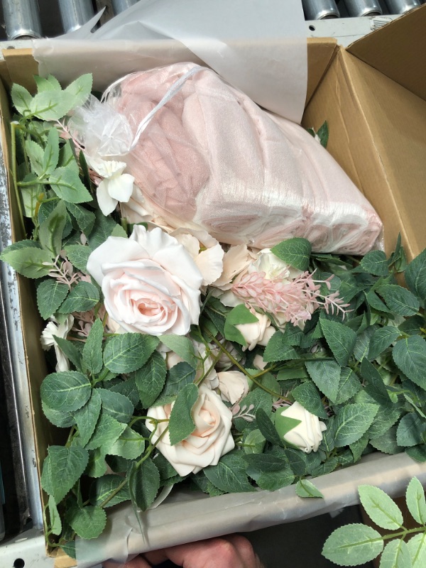 Photo 1 of (READ FULL POST) Ling's Moment 8pcs Wedding Chair Decorations Aisle Pew Church Artificial Flowers Greenery Swags Blush Pink Cream Bench Ceremony Reception Floral Faux Backdrop Rose Arrangements Party Outdoor