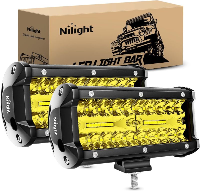 Photo 1 of 
Nilight LED Pods 2Pcs 6.5 Inch 120W Yellow Flood Spot Combo Triple Row Driving Lamp Roof Bumper Off Road LED Work Lights Bar for Van