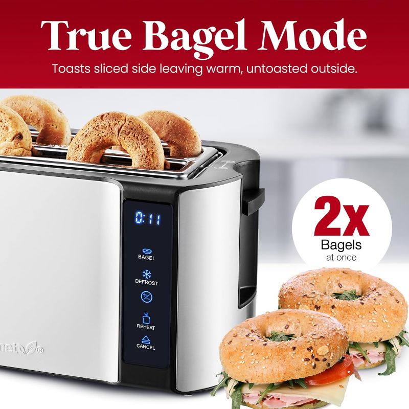 Photo 3 of (READ FULL POST) Elite Gourmet ECT5322 Long Slot 4 Slice Toaster, Countdown Timer, Bagel Function 6 Toast Setting, Defrost, Cancel Function, Built-in Warming Rack, Extra Wide Slots for Bagels Waffles, Stainless Steel