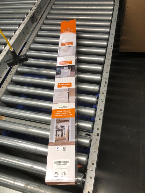 View 2 of Cumbor Baby Gate Retractable Gates for Stairs, Mesh Dog Gate for The House, Wide Pet Gate 33" Tall, Extends to 55" Wide, Long Child Safety Gates for Doorways, Hallways, Cat Gate Indoor/Outdoor(White)
