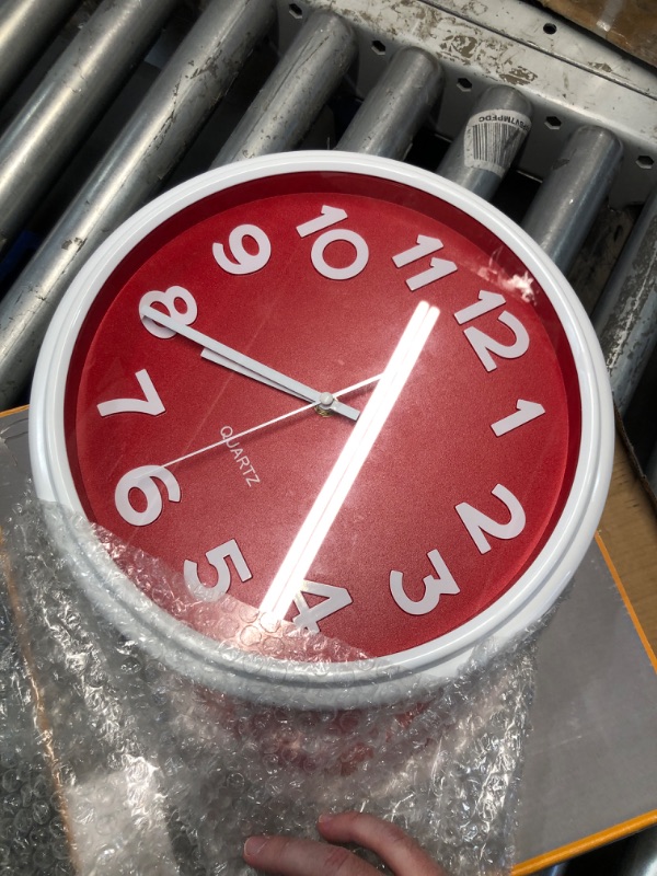 Photo 3 of (READ FULL POST) 12.5 Inch Red and White Wall Clock
