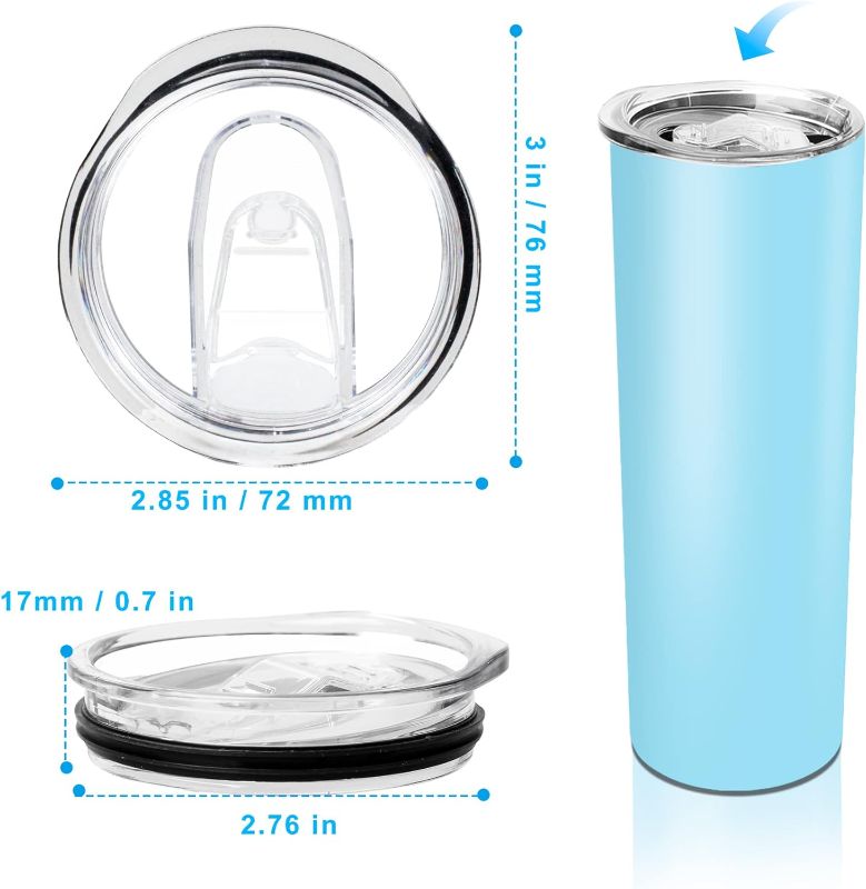 Photo 3 of (READ FULL POST) YiePhiot 20 oz Skinny Tumbler Replacement Lids Spill Proof Splash Resistant Lids Covers for 2.76in Cup Mouth Compatible with YETI Rambler and More Tumbler Cups (20 oz, 2 Pack)