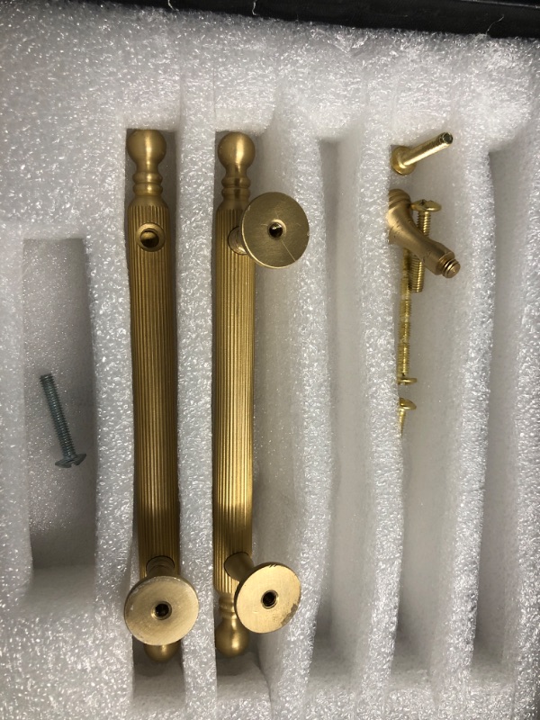 Photo 3 of (Missing Parts) 
SALISENG-5 Pack Solid Brass Kitchen Cabinet Handles?3-3/4 Inch Gold Dresser Drawer Pulls, Modern Furniture Door Handles for Bathroom Cabinet, Wardrobe and Closet Door…