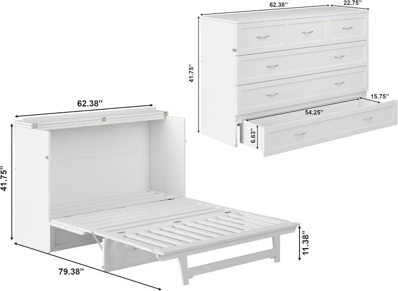 Photo 1 of ***TRUCK/TRAILER PICKUP ONLY - NONREFUNDABLE - THIS SALE FINAL -  PARTS ONLY - SEE COMMENTS***
AFI, Northfield Queen Murphy Bed Chest with Mattress, Storage Drawer and  White