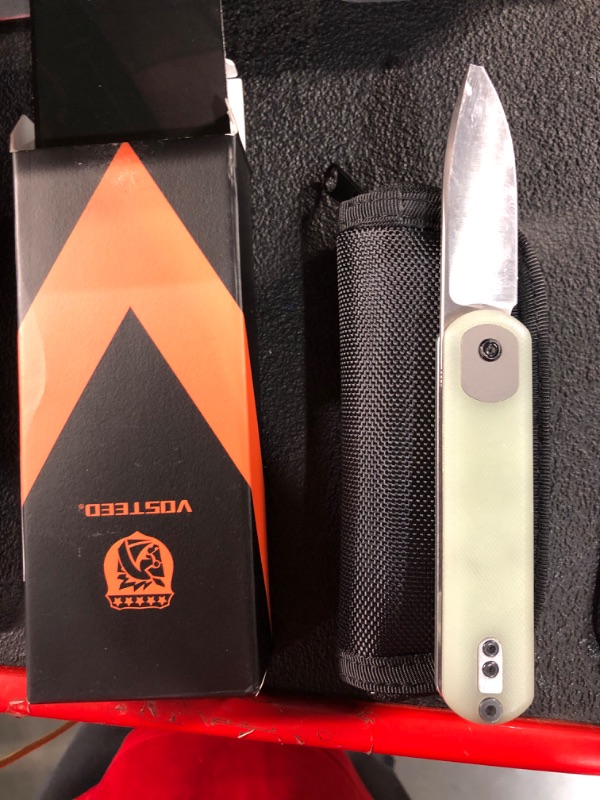 Photo 2 of ***SEE NOTES*** Vosteed Corgi Small Folding Knife, Flipper Knife with Clip for Men Women Gifts, Patented Trek Lock Pocket Knife 2.99" Sandvik 14C29N Blade, G10 Handle for EDC