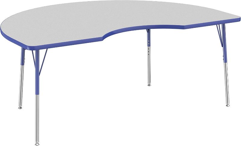 Photo 1 of ***STOCK PHOTO REFERENCE ONLY-TABLE TOP ONLY***
Half Moon Activity School and Office Table (36" x 72") - Gray Top and Blue Edge