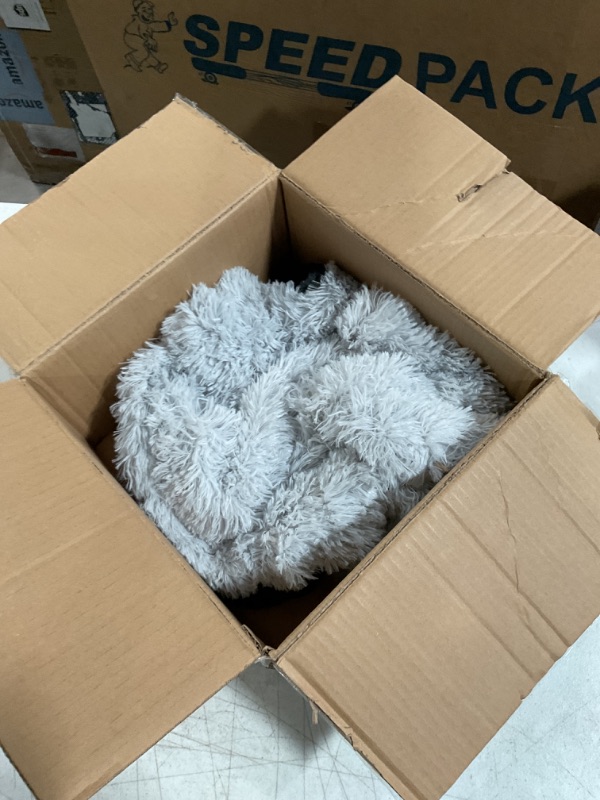 Photo 2 of **COVER ONLY**(NEEDS STUFFING)
HIGOGOGO Round Stuffed Pouf Ottoman, Long Faux Fur Poufs with Foam Chunk Filling, Fluffy and Furry Pouf Foot Stool Storage Ottoman, 20 X 15 Floor Poufs Foot Rest for Living Room, Grey