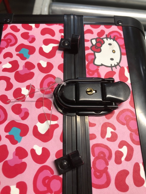 Photo 1 of **** MISSING HANDLE & KEYS*** Impressions Vanity Hello Kitty SlayCube Makeup Travel Case with Durable Outer, Makeup Organizer Case in Portable Size with 2 Extendable Trays and Flip Top Mirror (Pink Animal)