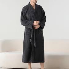 Photo 2 of *** Green ***TUNUSKAT Womens Mens Long Fuzzy Robe Unisex Fall Winter Cozy Fleece Bathrobe Shawl Collar After Shower Rober For Spa Sauna