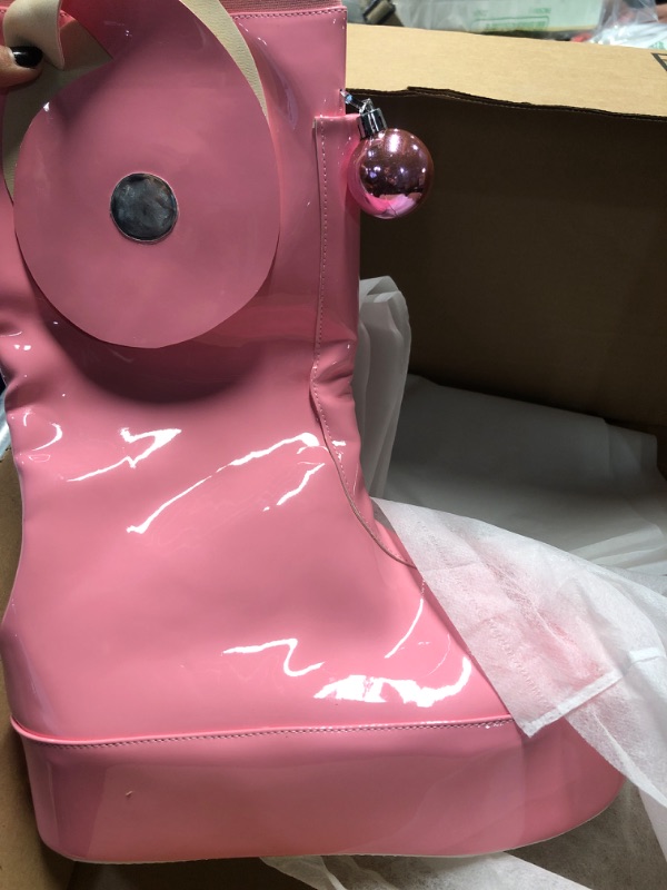 Photo 3 of ****1 boot**** Adult Nami Cosplay Shoes Egghead Island Costume DOM Fashion Flat Booties Pull on Mid Boots Halloween Dress(Pink 43)