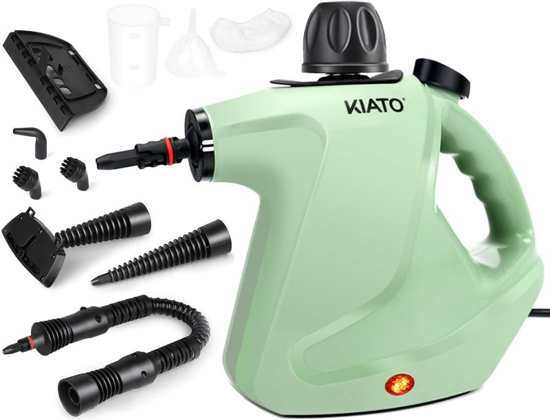 Photo 1 of Kiato Handheld Steam Cleaner, 10 in 1 Handheld Steamer for Cleaning, Upholstery Steam Cleaner for Surface Cleaning Home, Sofa, Car, Office (Green)