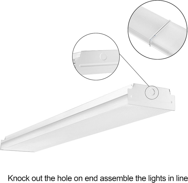 Photo 1 of ***DAMAGED ON ONE END***FaithSail 4FT LED Wraparound 40W 4 Foot LED Shop Lights for Garage, 4400lm 4000K Neutral White, Wrap Light, 48 Inch LED Light Fixtures Flush Mount Office Ceiling Lighting, Fluorescent Tube Replacement