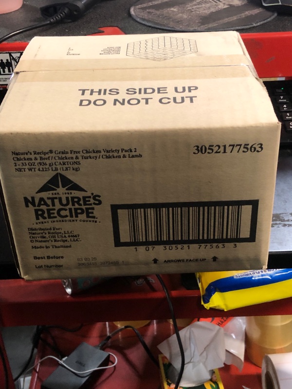 Photo 3 of ***NON REFUNDABLE******FACTORY SEALED******(BEST BEFORE 03/03/25: )NONREFUNDABLE***Nature’s Recipe Grain Free Chicken & Beef Recipe, Chicken & Turkey Recipe and Chicken & Lamb Recipe in Savory Broth Variety Pack Wet Dog Food, 12-2.75 oz. Cups, 2 Count