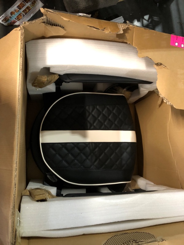 Photo 1 of ***USED - INCOMPLETE - SEE COMMENTS***
Barber Chair Hair Salon Chair,Heavy Duty 700 LBS, for Hair Stylist Barber Beauty Tattoo Massage(Black White)