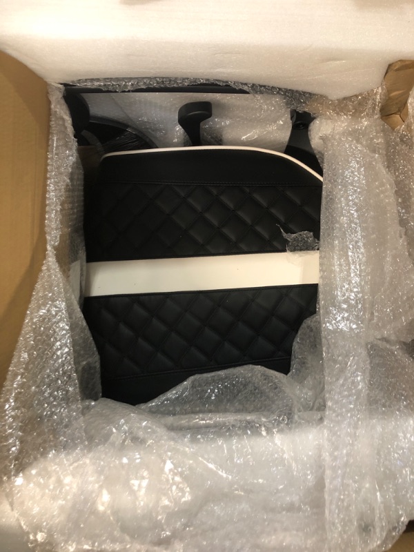 Photo 1 of ***USED - INCOMPLETE - SEE COMMENTS***
Barber Chair Hair Salon Chair,Heavy Duty 700 LBS, for Hair Stylist Barber Beauty Tattoo Massage(Black White)