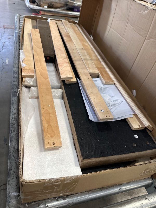 Photo 1 of ** PARTIAL SET, BOX 1 OF 2 ONLY  **
 Upholstered Full Platform Bed with Trundle and Drawers for Bedroom, Living Room,Solid Wood Platform Bedframe w/Wood Slat Support,Space Saving Design,No Box Spring Needed