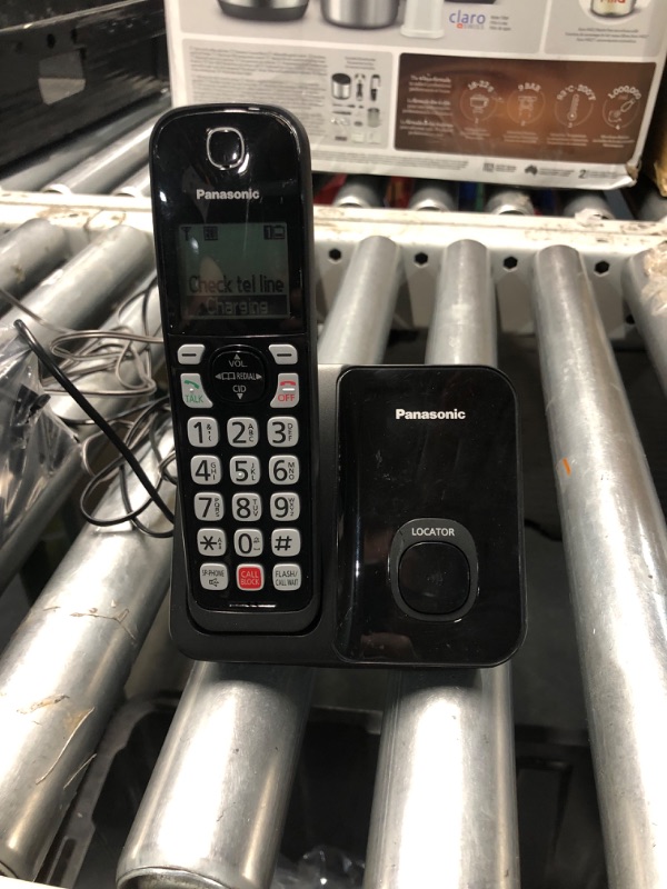 Photo 2 of **DIRTY** Panasonic Cordless Phone with Advanced Call Block, Bilingual Caller ID and Easy to Read Large High-Contrast Display, Expandable System with 1 Handset - KX-TGD810B (Black)