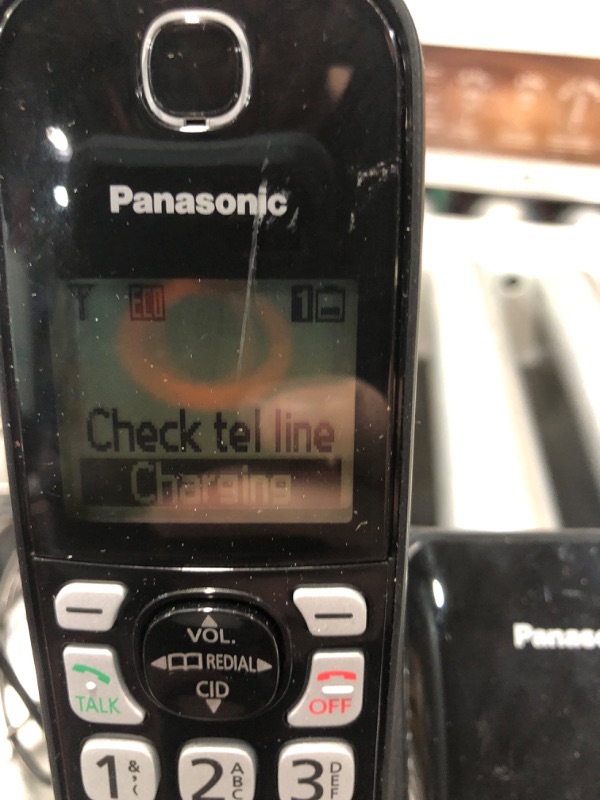 Photo 3 of **DIRTY** Panasonic Cordless Phone with Advanced Call Block, Bilingual Caller ID and Easy to Read Large High-Contrast Display, Expandable System with 1 Handset - KX-TGD810B (Black)