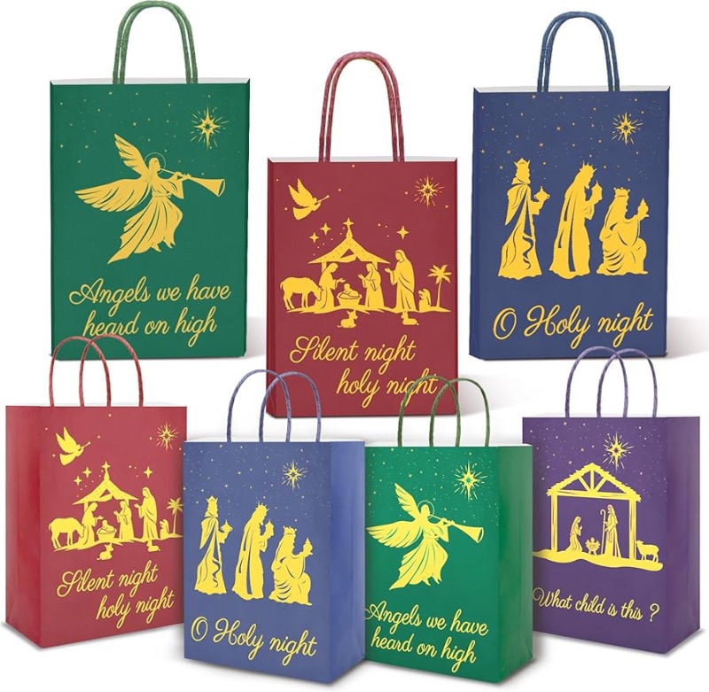 Photo 1 of (READ FULL POST) Fjoron 36 PCS Nativity Christmas Paper Bags Religious Christian Gifts Bags with Handles Christmas