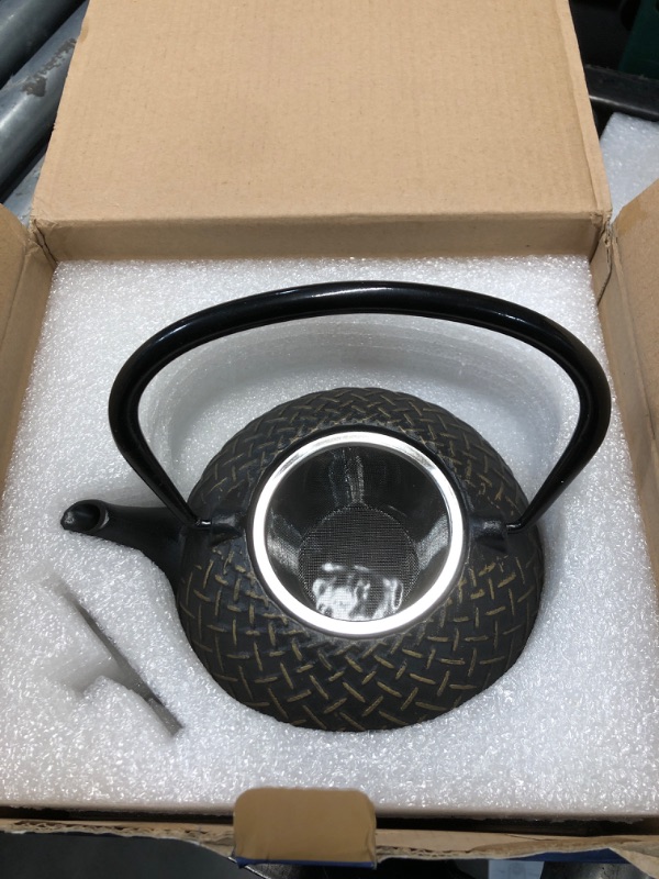 Photo 3 of *** Missing lid***Tea Kettle, Toptier Japanese Cast Iron Teapot with Stainless Steel Tea Infuser, Durable Cast Iron Kettle Set, Diamond Design Coated with Full Enameled Interior (50 oz / 1500 ml, Black Melody)