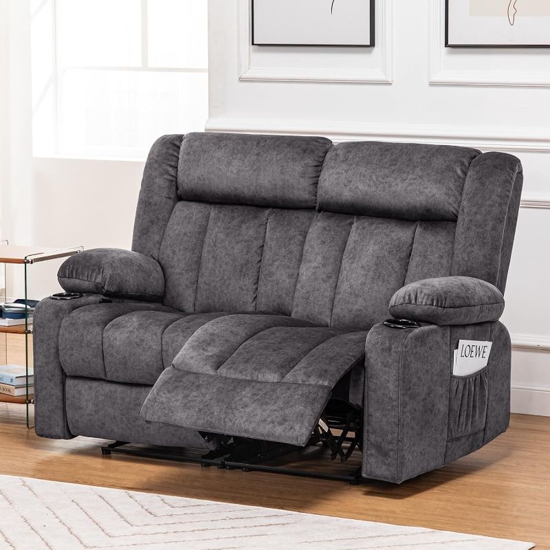 Photo 1 of **Box one of two box set***COMHOMA Manual Recliner Couch?Fabric Reclining Sofa Chair with Cup Holders, Upholstered ReclinerChair Set with Side Pockets Suitable for Living Room Furniture (2)