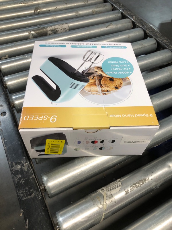 Photo 1 of Yomelo 9-Speed Digital Hand Mixer Electric, 400W Powerful DC Motor, Baking Mixer Handheld with Snap-On Storage Case, Touch Button, Turbo Boost, Dough Hooks, Whisk (Ice Blue)