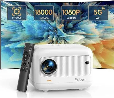 Photo 1 of [Electric Focus & Auto Keystone] Mini Projector with WiFi Bluetooth, PUTRIMS Portable 1080P Support Movie Projector 145° Rotatable 50% Zoom Fully Sealed Small Projector for Phone TV Stick HDMI USB