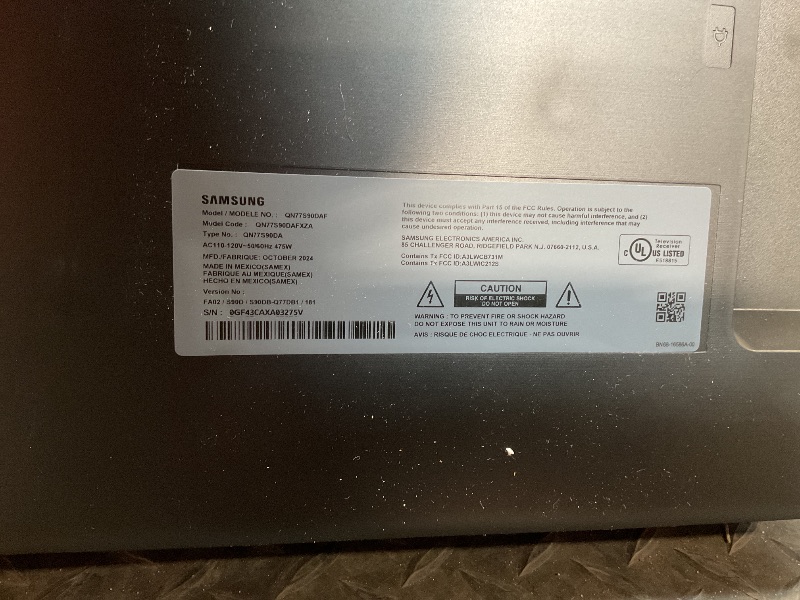 Photo 4 of ***Missing power cord , tv is untested selling for parts
SAMSUNG 77-Inch Class OLED 4K S90D Series HDR+ Smart TV w/Dolby Atmos, Object Tracking Sound Lite, Motion Xcelerator, Real Depth Enhancer, 4K AI Upscaling, Alexa Built-in (QN77S90D, 2024 Model)