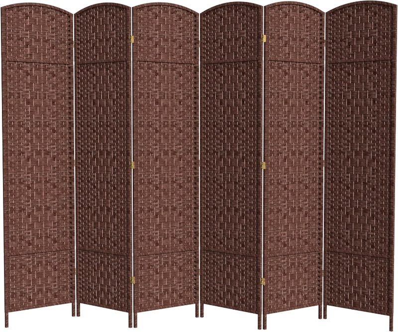 Photo 1 of Red Lantern 7 ft. Tall Diamond Weave Room Divider-Dark Red-6 Panels