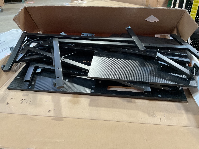 Photo 1 of *MISSING PARTS* MOTPK Gaming Desk with LED Lights, 60 Inch U Shaped Desk with Power Outlet, Gaming Computer Desk with Storage Shelves, PC Gaming Table with Monitor Stand&Headphone Hook, Carbon Fiber Texture, Black