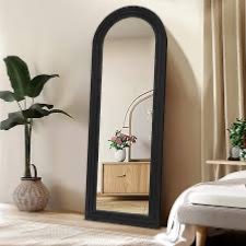 Photo 1 of Full Length Mirror 76"x34" Solid Wood Frame Floor Large Mirror for Living Room, Bedroom Hanging or Leaning Wall-Mounted, Black