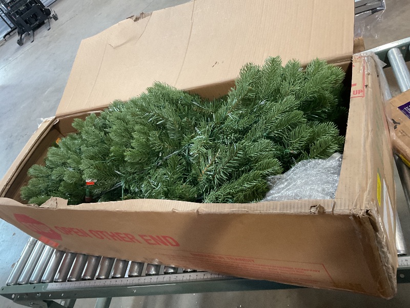 Photo 2 of National Tree Co. Downswept Douglas Fir Hinged 7 1/2 Foot Pre-Lit Fir Christmas Tree