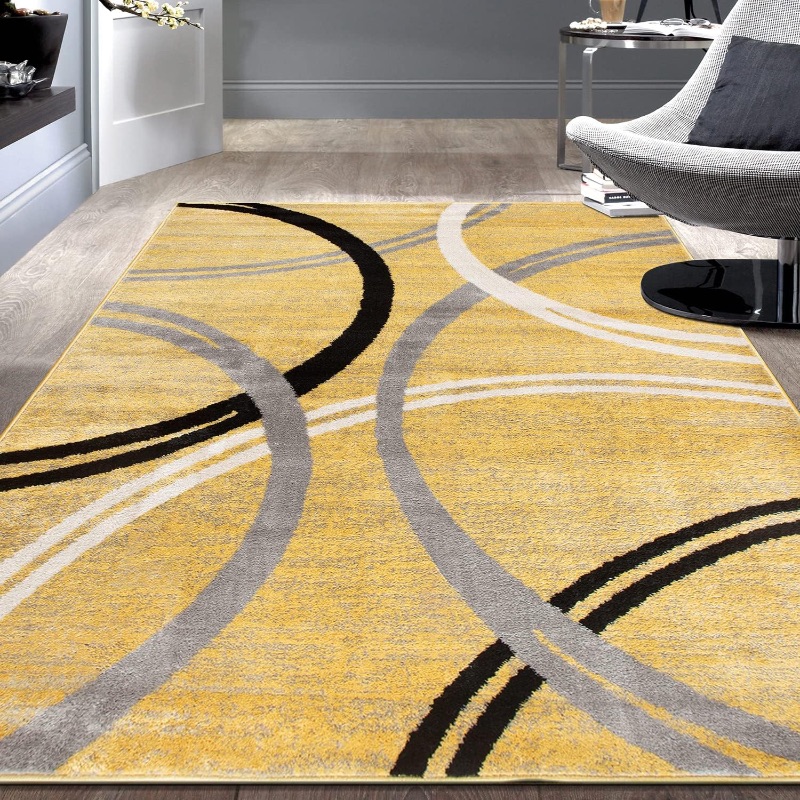 Photo 1 of Rugshop Modern Wavy Circles Design Area Rug 39" x 60“ Yellow *DESIGN MAY VARY*