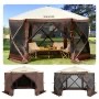 Photo 1 of **Missing parts***MZY610FT10FT67P5KV0
VEVOR Camping Gazebo Tent, 10'x10', 6 Sided Pop-up Canopy Screen Tent for 8 Person Camping, Waterproof Screen Shelter w/Portable Storage Bag, Ground Stakes, Mesh Windows, Brown & Beige