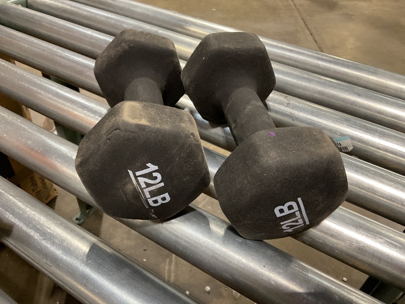Photo 1 of Amazon Basics Neoprene Dumbbell Hand Weights, 12 Pounds, Pair, Black