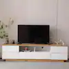 Photo 1 of Bonzy Home 86" LED TV Stand, Modern Entertainment Center up to 75" 80" 85" TV, Television Console Table with Storage Cabinets for Living Room, White