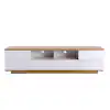 Photo 1 of Bonzy Home 86" LED TV Stand, Modern Entertainment Center up to 75" 80" 85" TV, Television Console Table with Storage Cabinets for Living Room, White