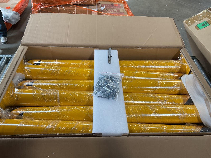 Photo 1 of Safety Bollard 6 Packs, CuisinAid 48 Inch Height Bollard Post, 4.5 Inch Diameter Steel Pipe Safety Bollard Post, 8 Anchor Bolts, for Traffic Control, Driveway Barrier, Parking Pole