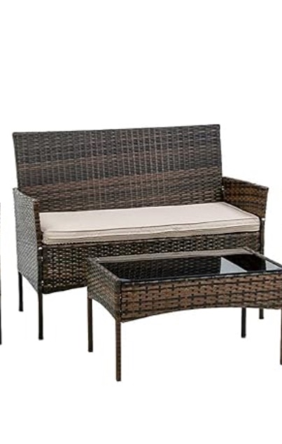 Photo 1 of **USED*Missing parts*Patio Furniture 2 Pieces Outdoor Indoor Use Rattan Chairs Wicker Conversation Sets for Backyard Lawn Porch Garden Balcony,Brown