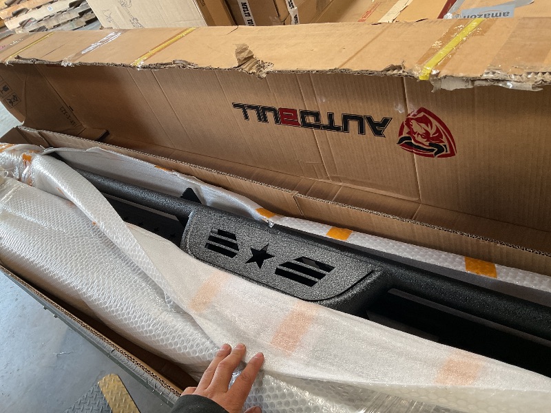 Photo 1 of Running Boards Compatible with 2015-2025 Ford F150 F 150, 2017-2025 Ford F250 F350 Super Duty SuperCrew/Crew Cab 4 Full Size Doors, 6" 2-Stairs Side Step Rails Coated Black Carbon Steel Nerf Bars
