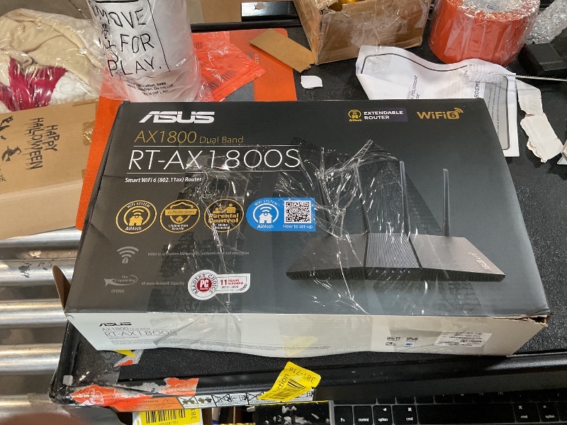 Photo 1 of ASUS RT-AX1800S Dual Band WiFi 6 Extendable Router, Subscription-Free Network Security, Parental Control, Built-in VPN, AiMesh Compatible, Gaming & Streaming, Smart Home