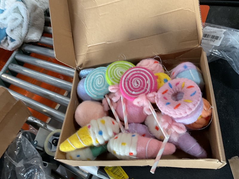 Photo 1 of SmoothNovelty 20 Pcs Christmas Felt Wool Dessert Ornaments Set Christmas Tree Felt Hanging Ornament Lollipop Cotton Candy Cupcake Ice Cream Donut Holiday Donut Hanging Decor(Macaron)