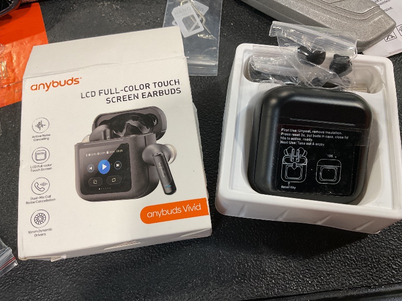 Photo 1 of Anybuds Vivid Wireless Earbuds, Active Noise Cancelling Earbuds with 1.75" Touch Screen, Bluetooth 5.3 Ear Buds with 47H Long Playtime, IPX4 Water-Resistant, 2 Mics for Clear Calls, 6 EQ Presets