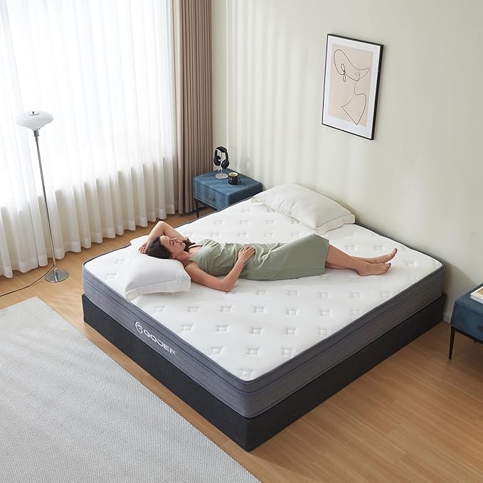 Photo 1 of Gojef King Size Mattress, 12 Inch Hybrid Memory Foam Mattress in a Box with Independent Springs, Soft and Comfortable, Pressure Relief, CertiPUR-US Certified