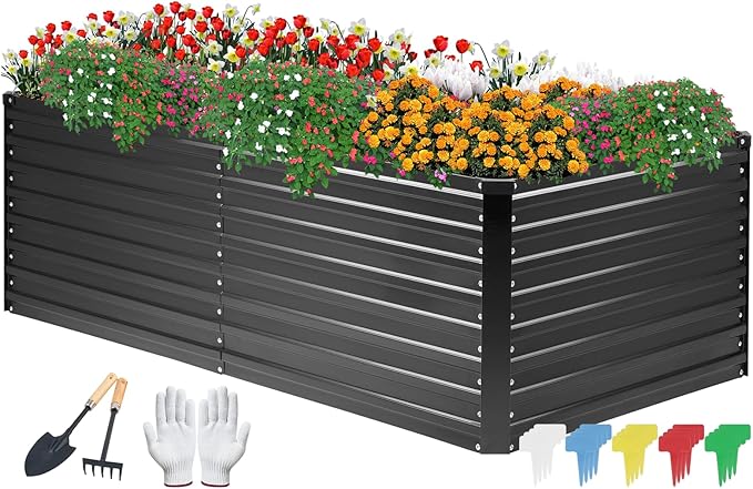 Photo 1 of DTIG Galvanized Raised Garden Bed for Vegetables Flowers Herbs, Tall Metal Raised Garden Bed Kit 